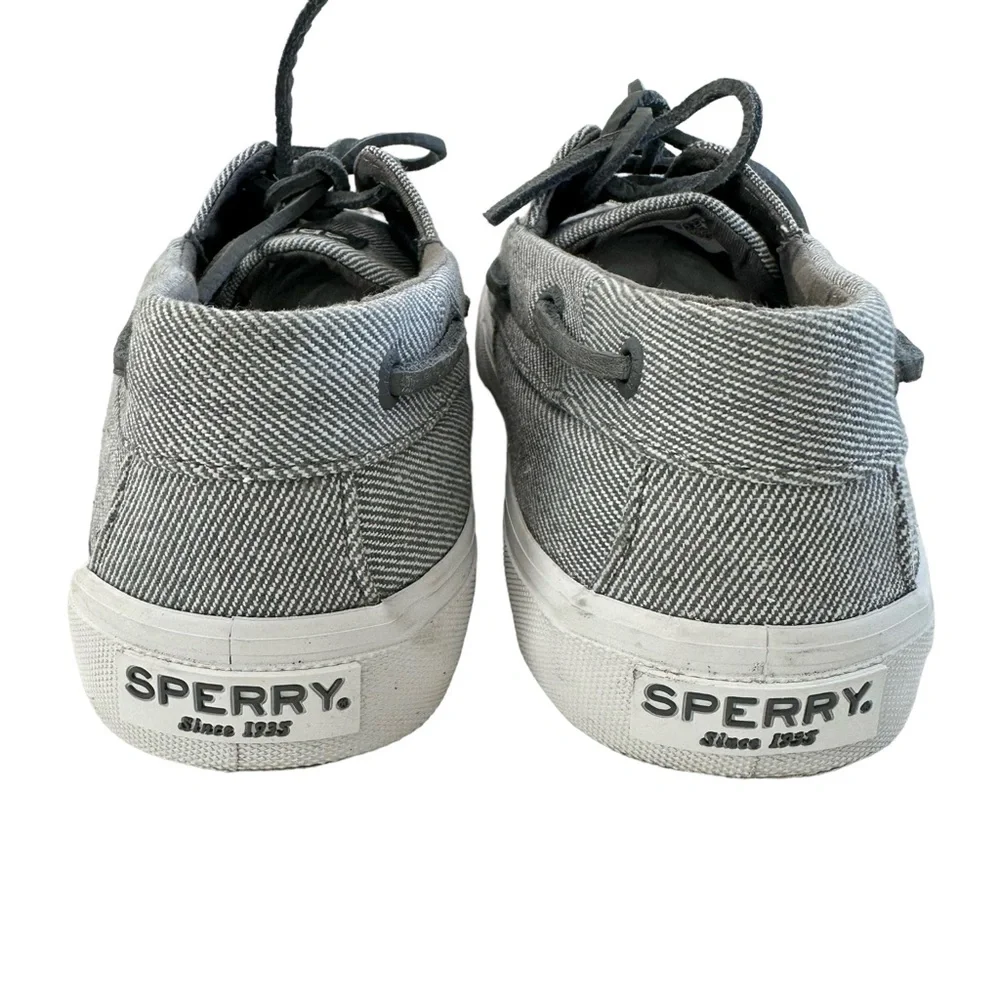 Sperry Bahama II 2-Eye Twill Grey Slip-On Boat Shoes Size 8